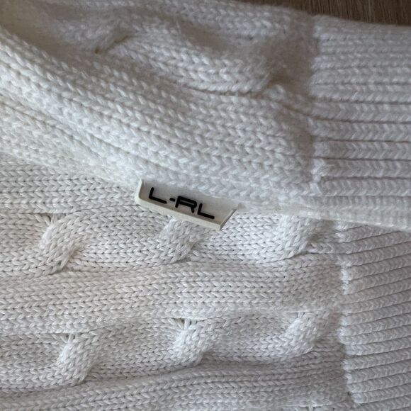 Lauren Ralph Lauren Cable Knit White Zip Up Women's-Size L - Picture 5 of 7